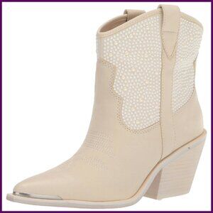 Western Bootie Pull-On Stacked Heel Mid-Calf Boots Size Available